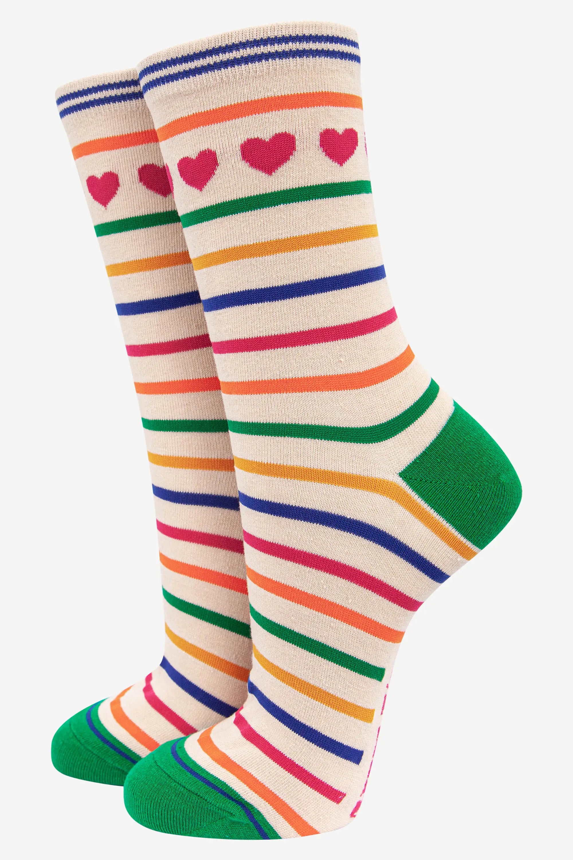 Women's Bamboo Socks, Multi-colour Stripe