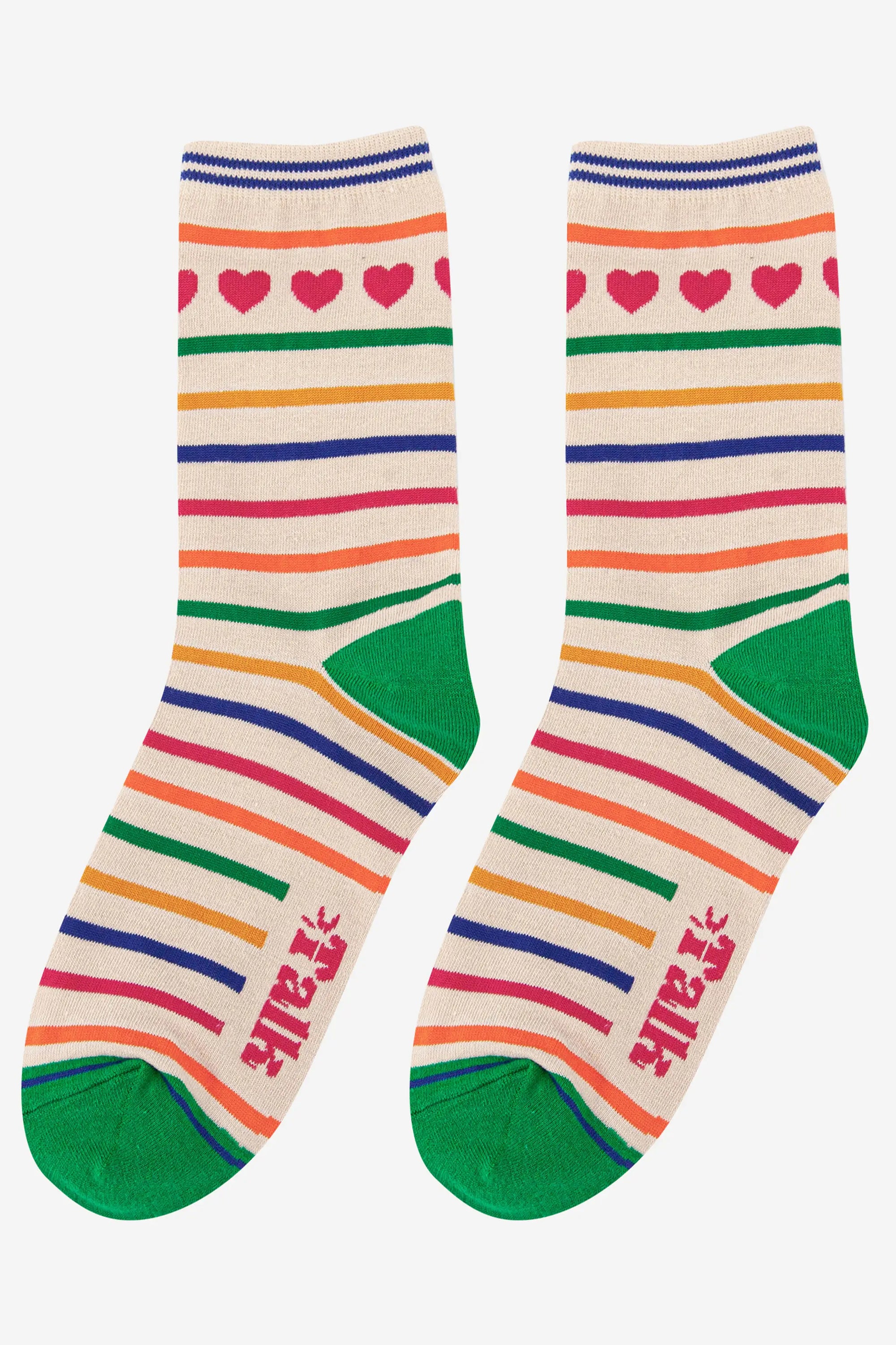 Women's Bamboo Socks, Multi-colour Stripe