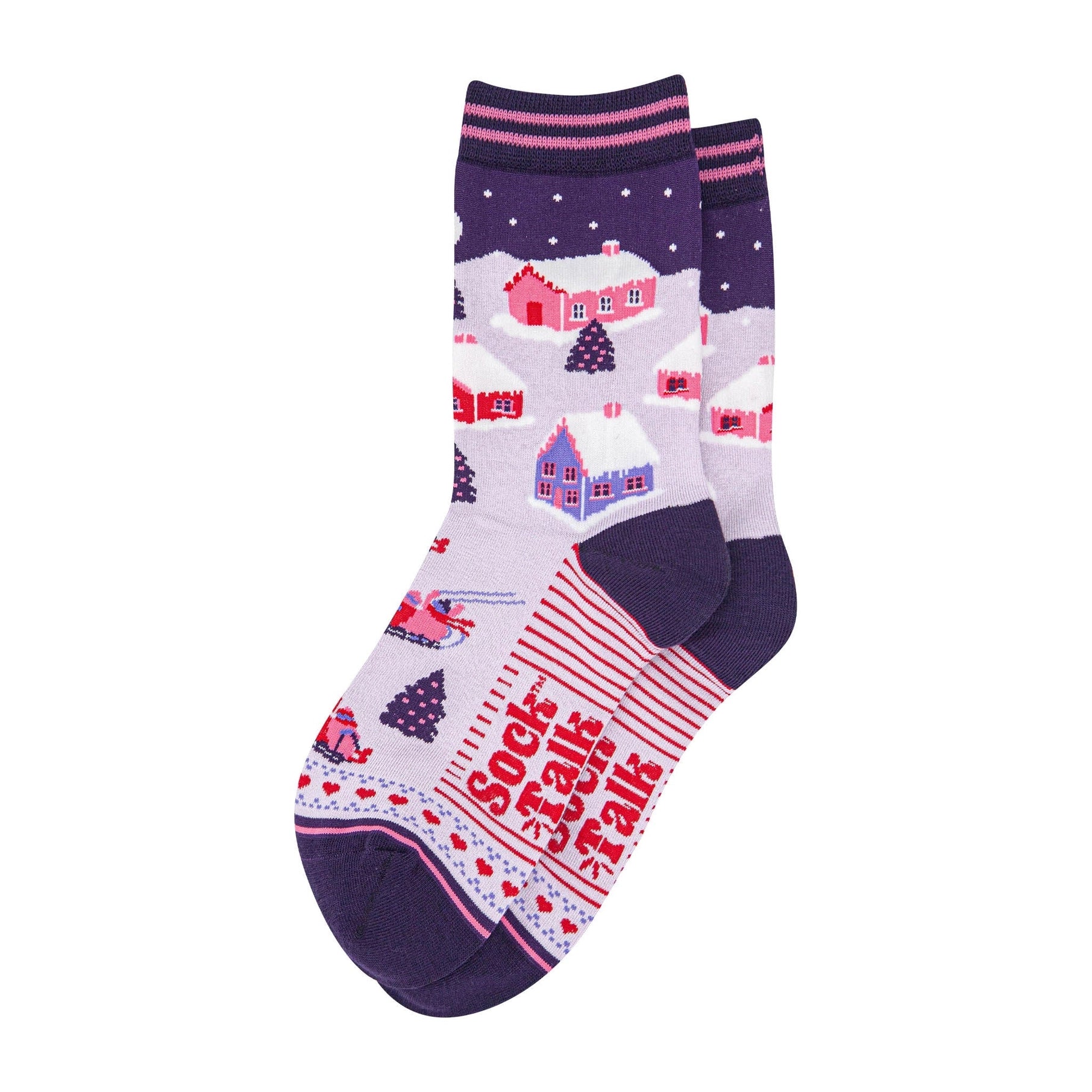 Women's Bamboo Socks - Navy Blue, Winter Village