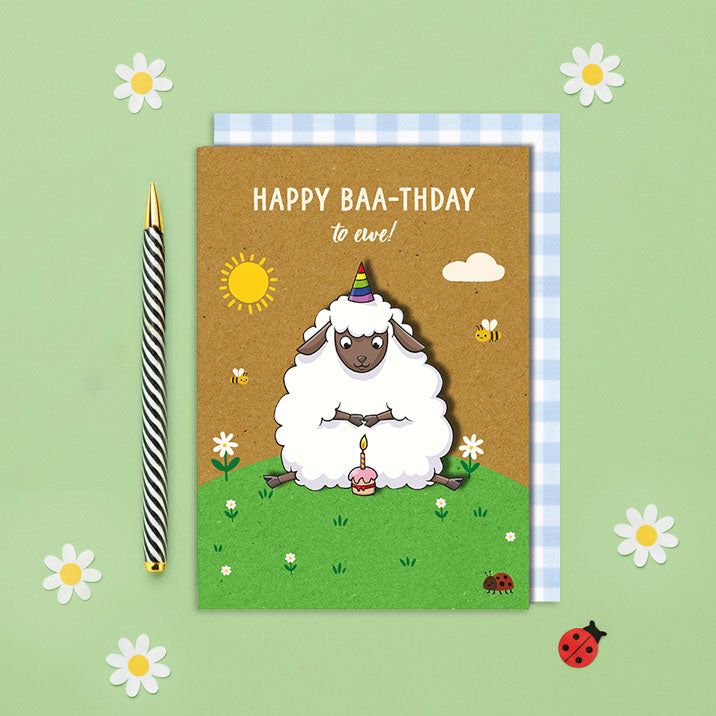Handmade Sheep Birthday Card