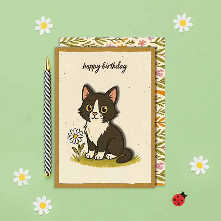 Handmade Lovely Kitten Birthday Card