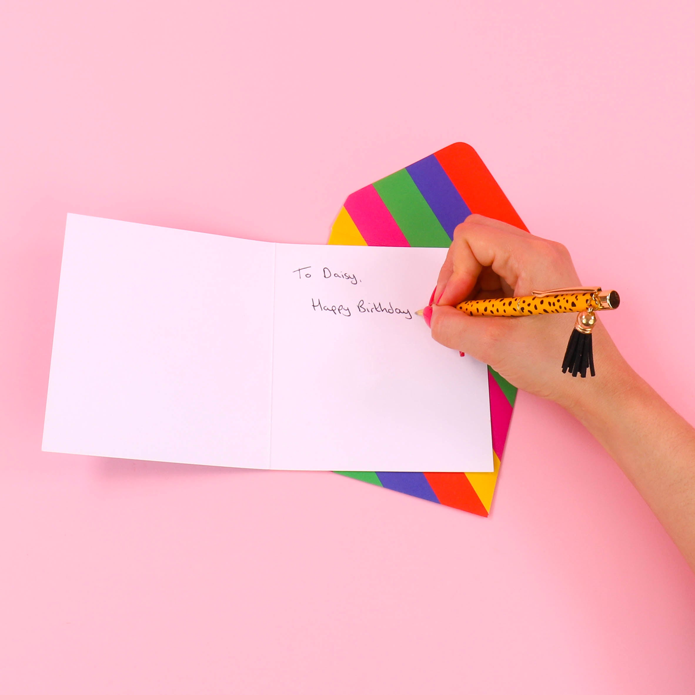 A TACHE handwritten card being prepared
