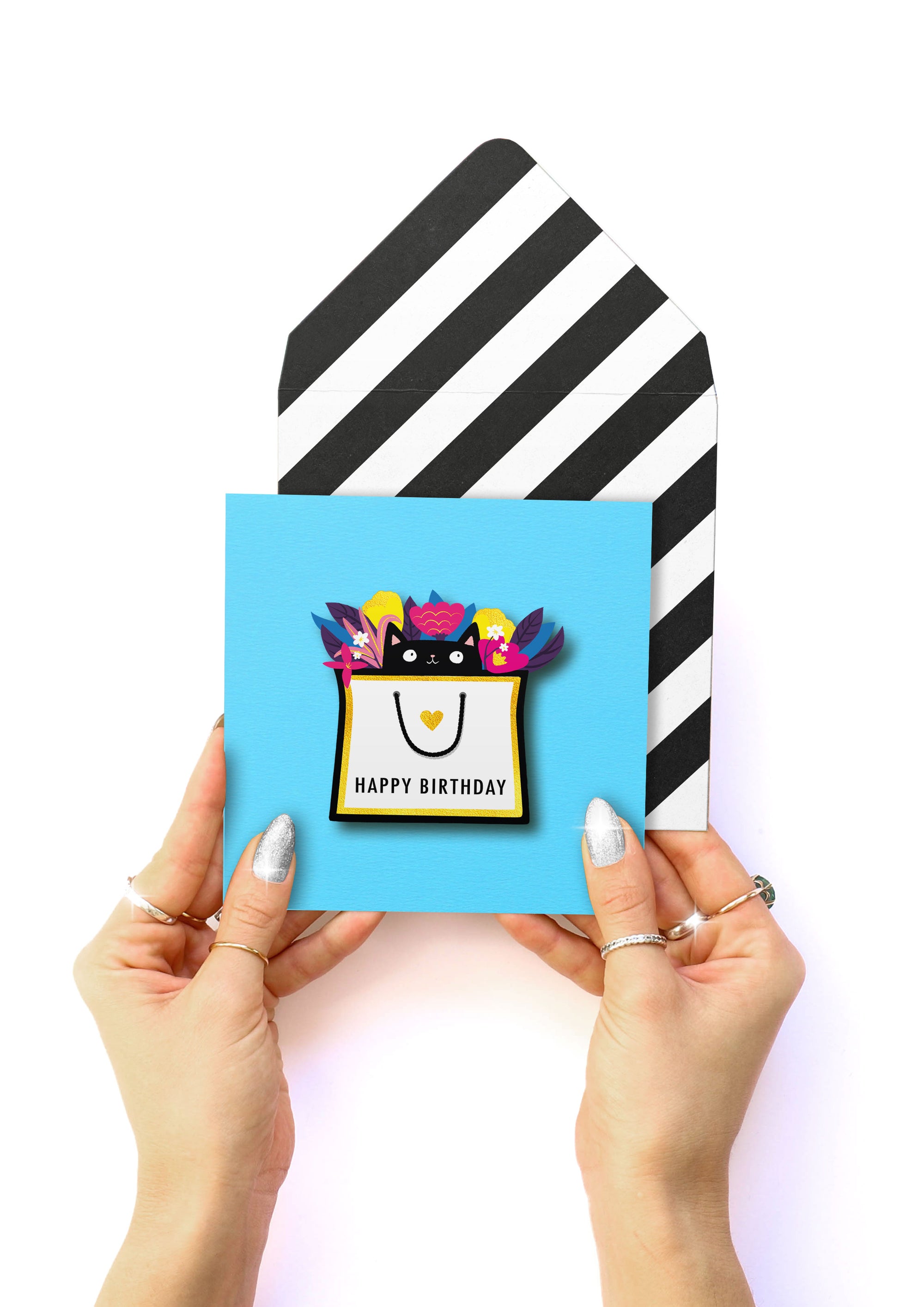 Happy Birthday' Cat in Bag