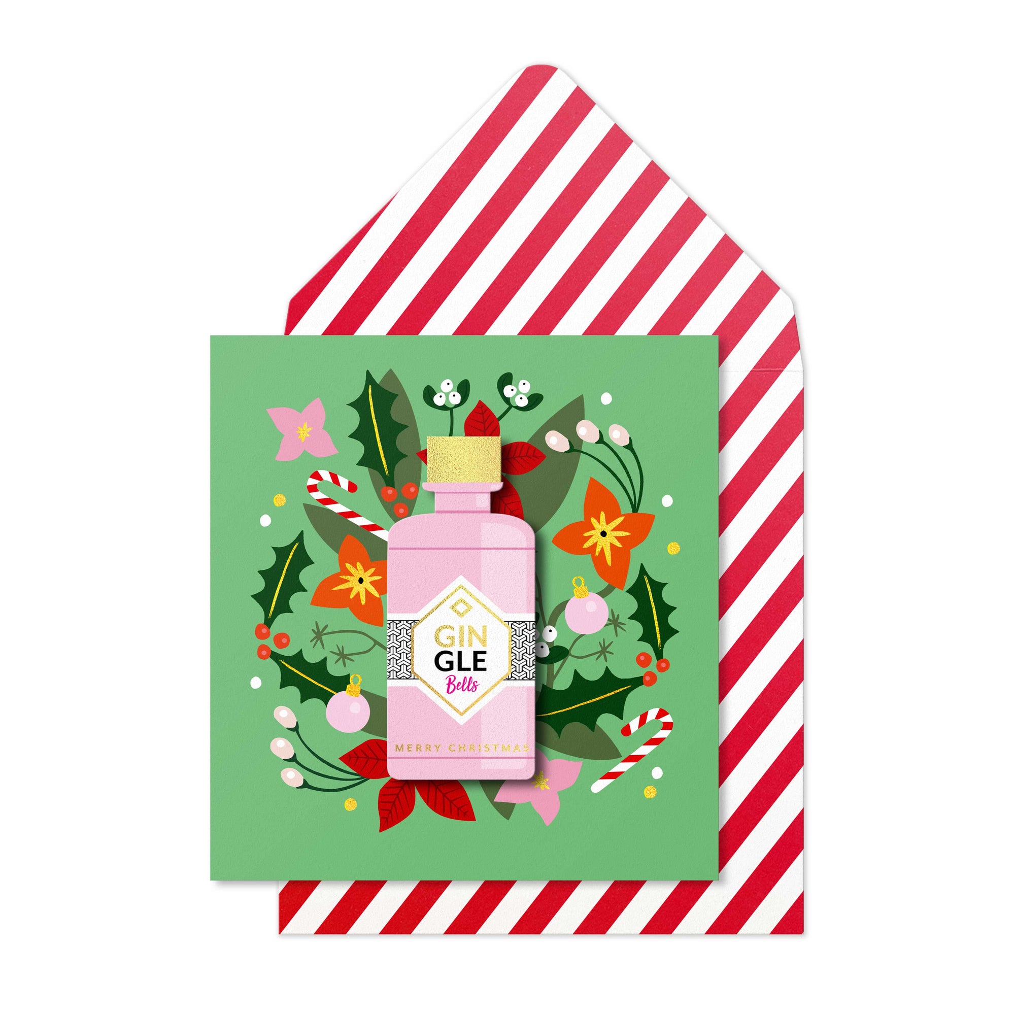 Gin-gle Bell Gin Handmade Greeting Card