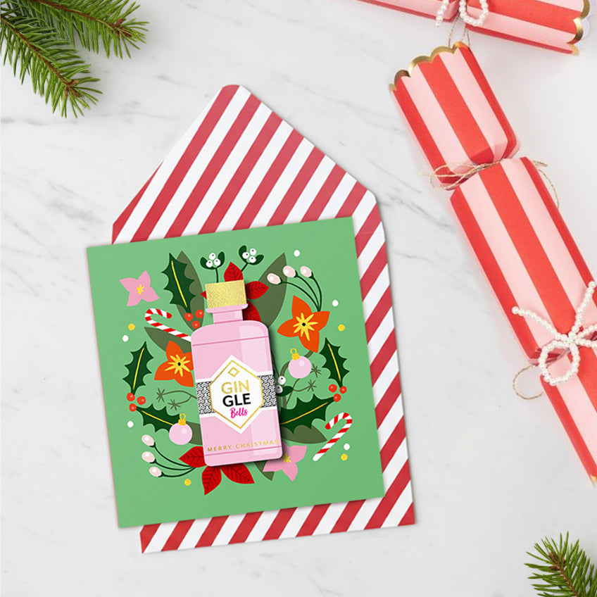 Gin-gle Bell Gin Handmade Greeting Card