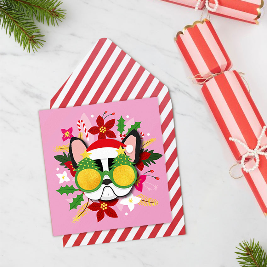 Christmas Frenchie Handmade Greeting Card