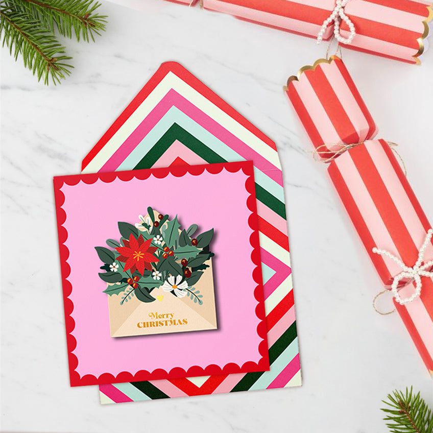 Merry Christmas Floral Envelope