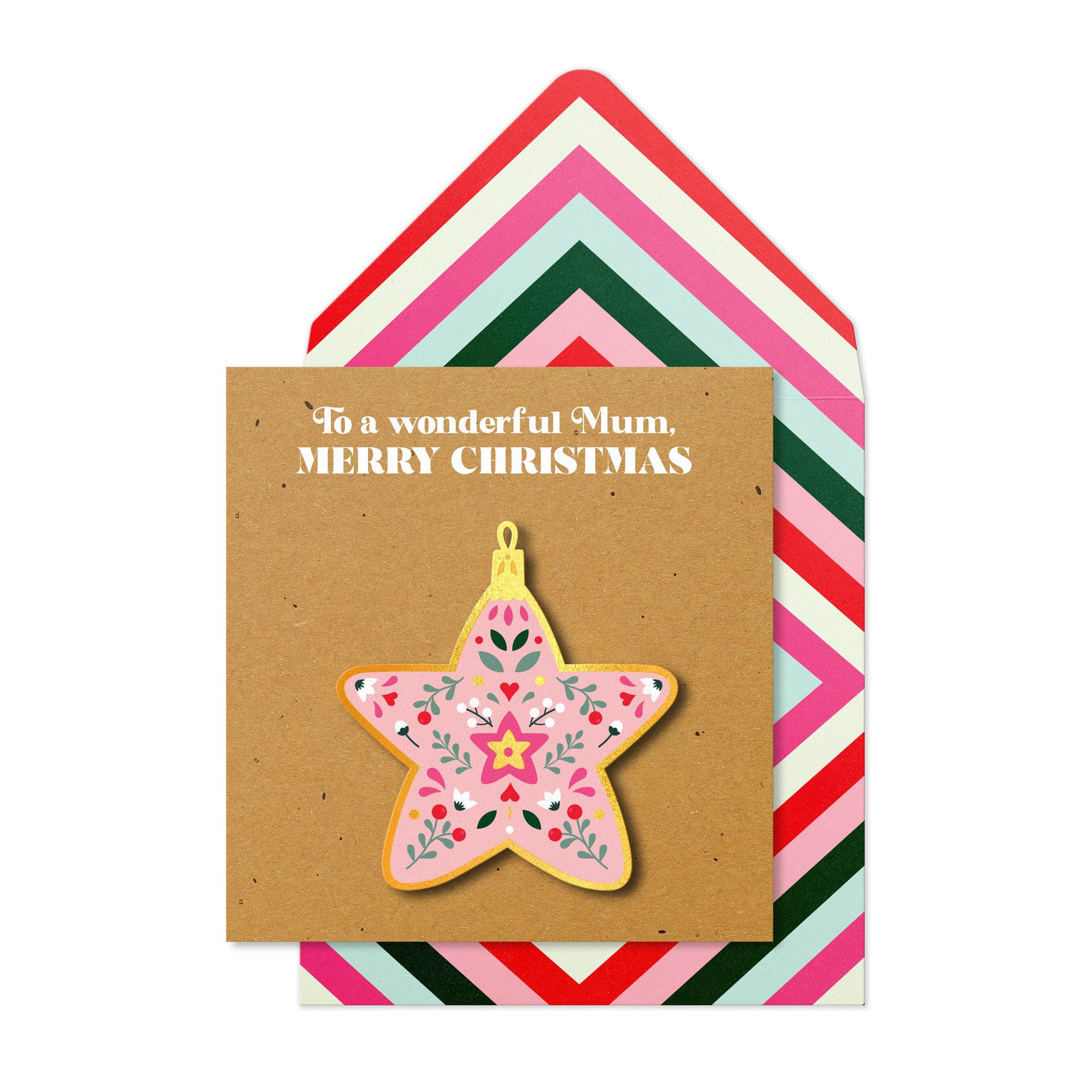 Wonderful Mum, Merry Christmas Handmade Greeting Card