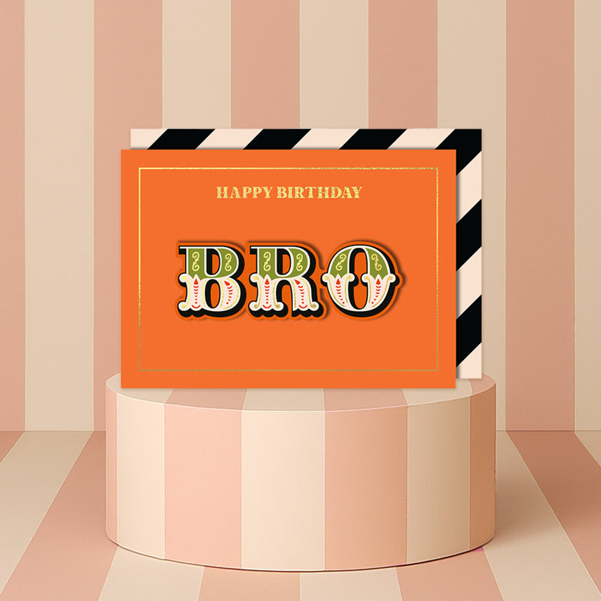Happy Birthday Brother Retro Greeting Card