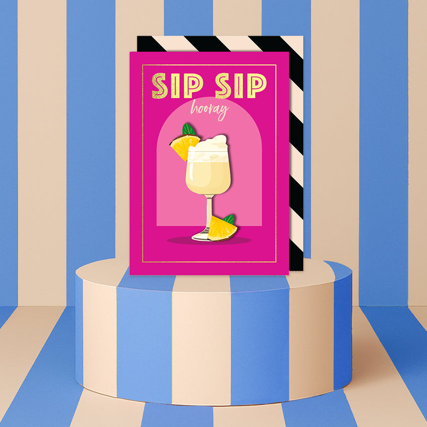 Sip Sip, Pina Colada Cocktail Greeting Card