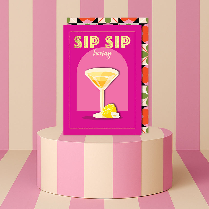 Sip Sip, Lemon Martini Greeting Card