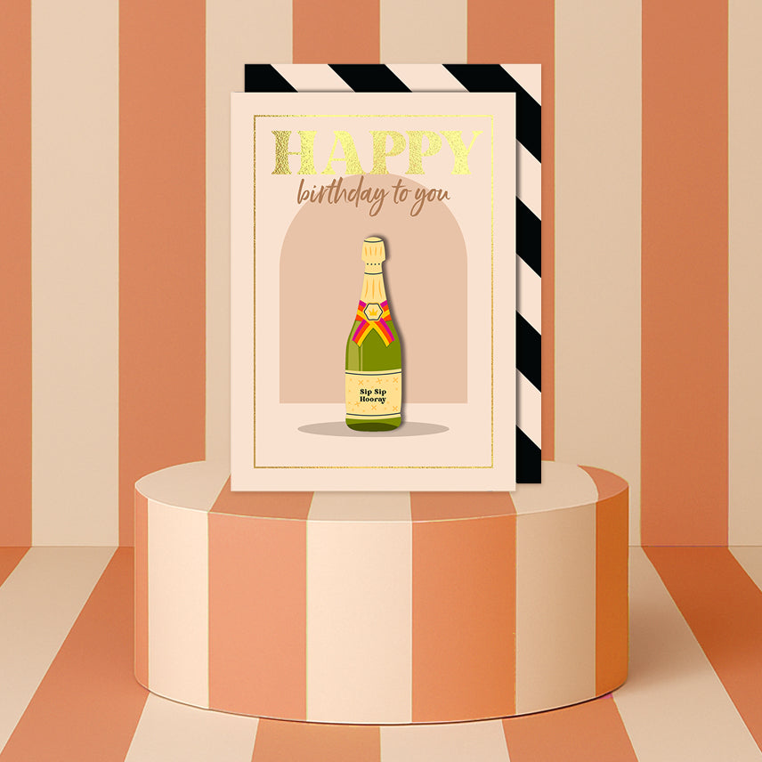 Happy Birthday Champers Greeting Card