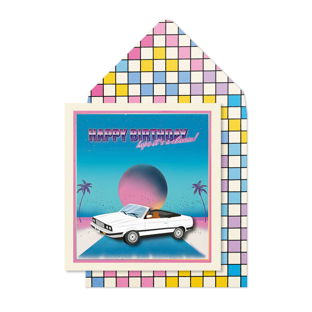 Classic Birthday White Car Greeting Card