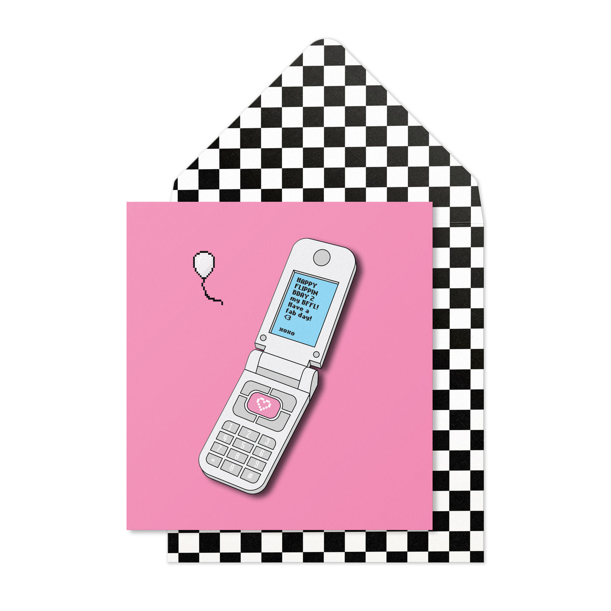 Pink, Flip Phone Birthday Greeting Card