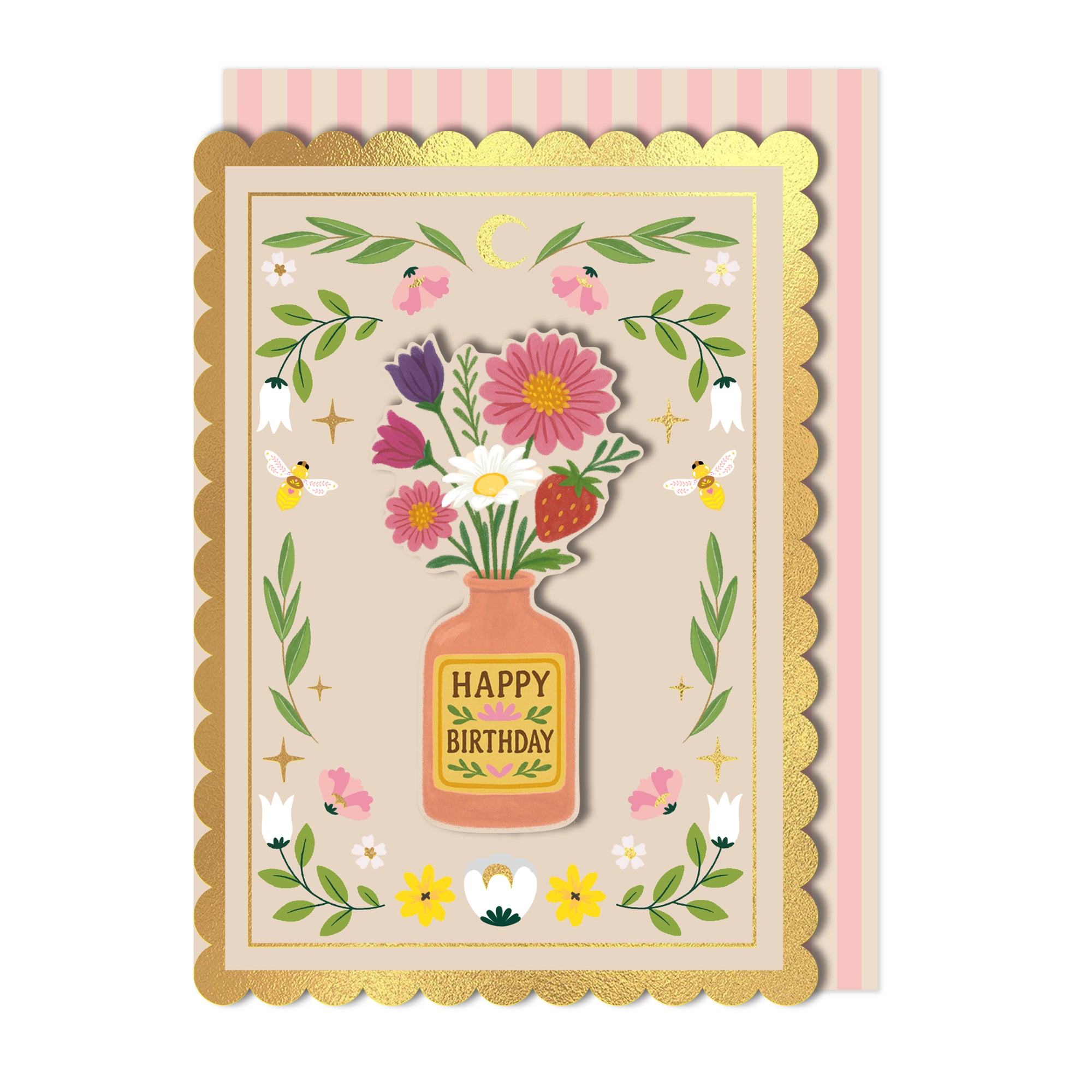 Handmade Whimsical Floral Vase Birthday Card