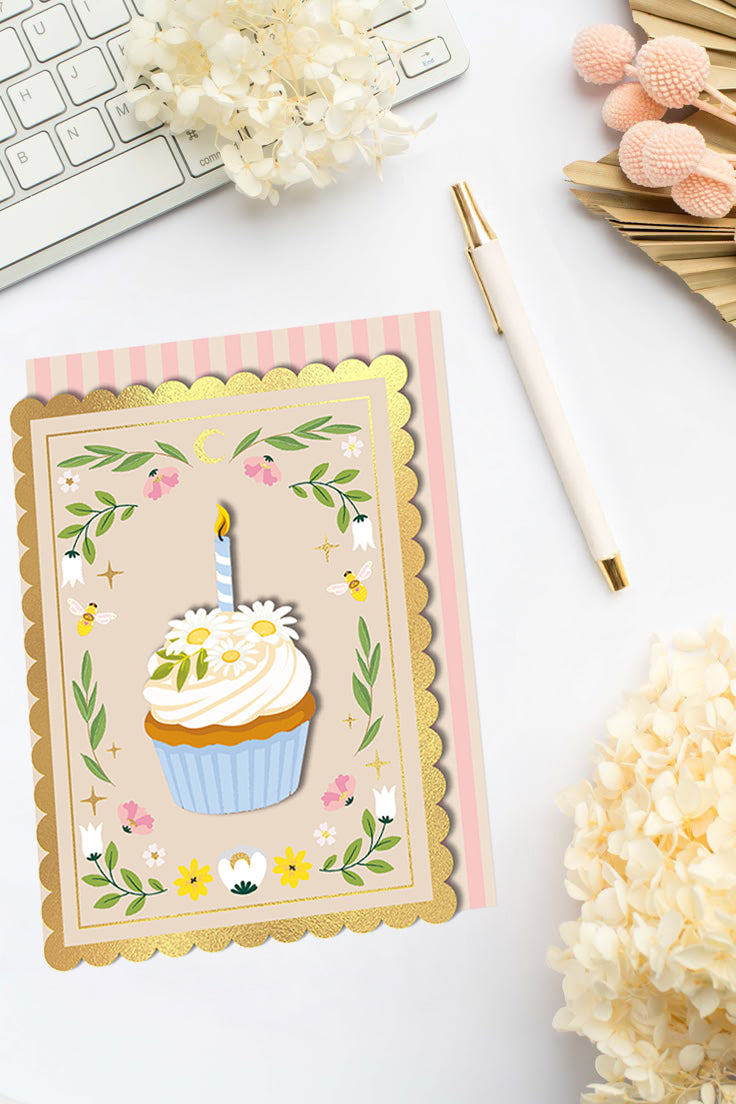 Handmade Cupcake Foiled Birthday Card