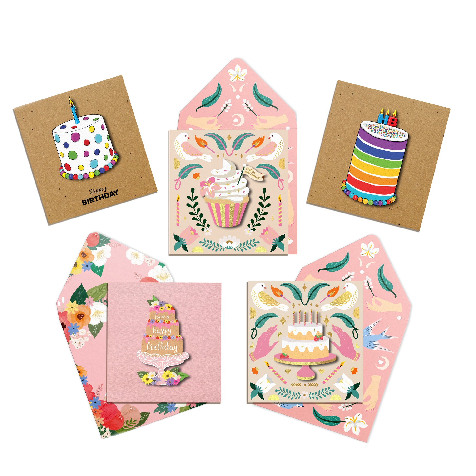 Sweet Treats - Bundle of 5 Handmade Greeting Cards
