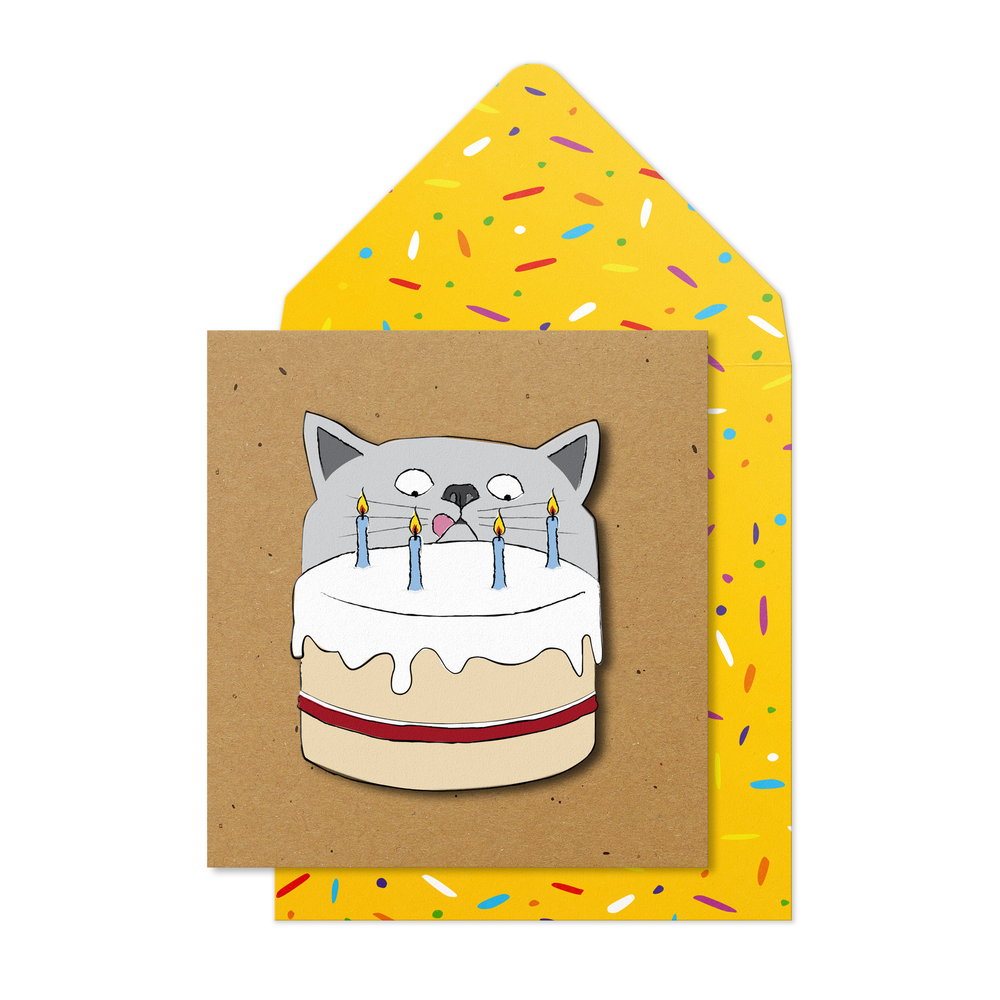 Dino's, Cats & Cake - Bundle of 5 Handmade Greeting Cards