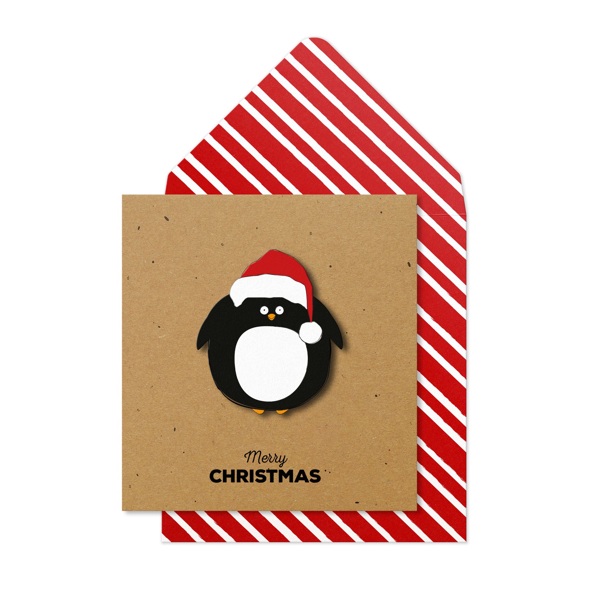 Merry Christmas Penguin, Handmade Greeting Card