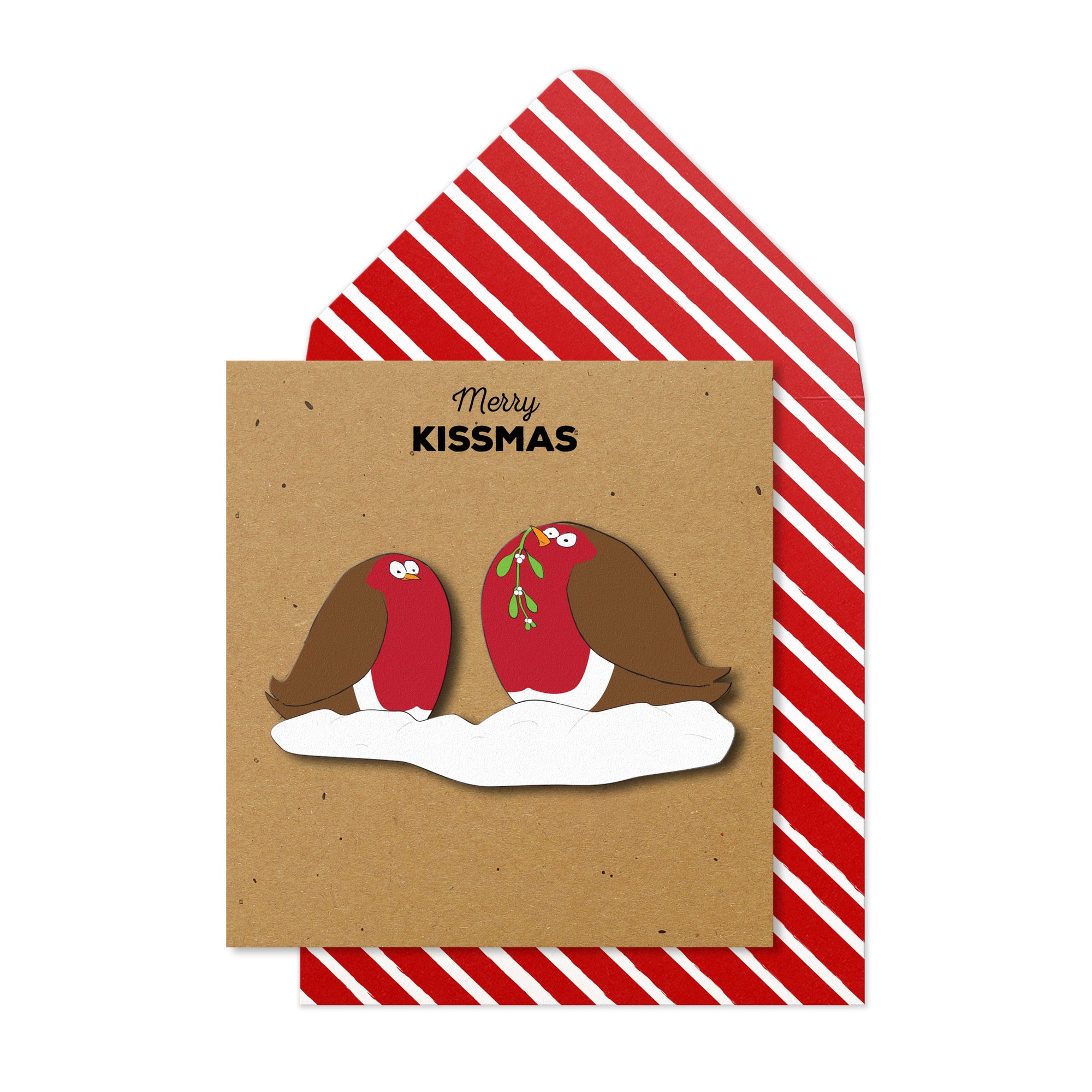 Kissmas Robins, Handmade Greeting Card