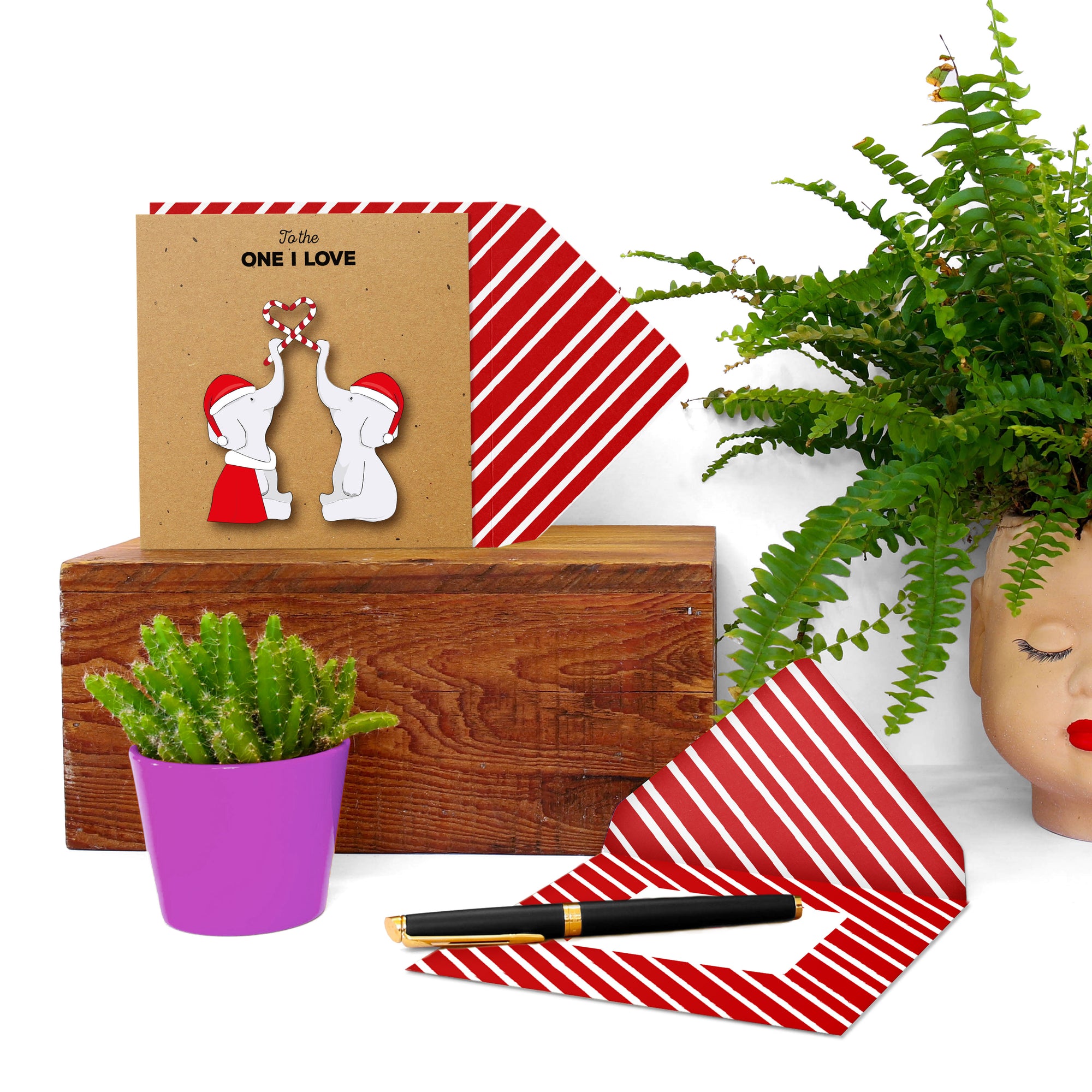 To the One I Love Christmas Elephants Greeting Card