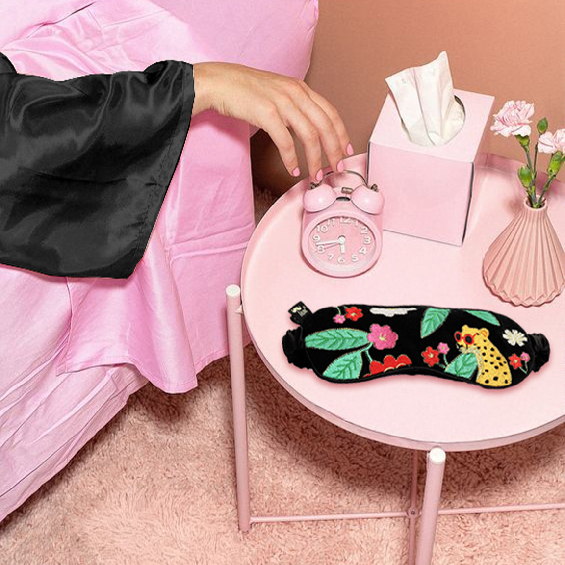 Embroidered Cheetah Eye Mask