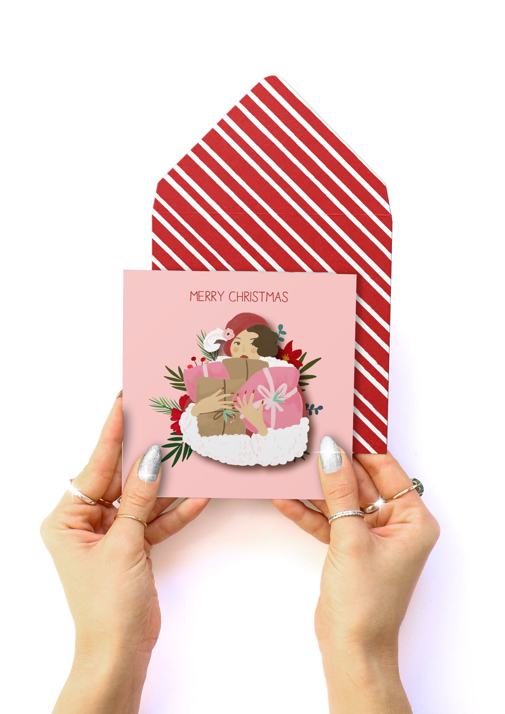 Christmas Shopping Handmade Greeting Card