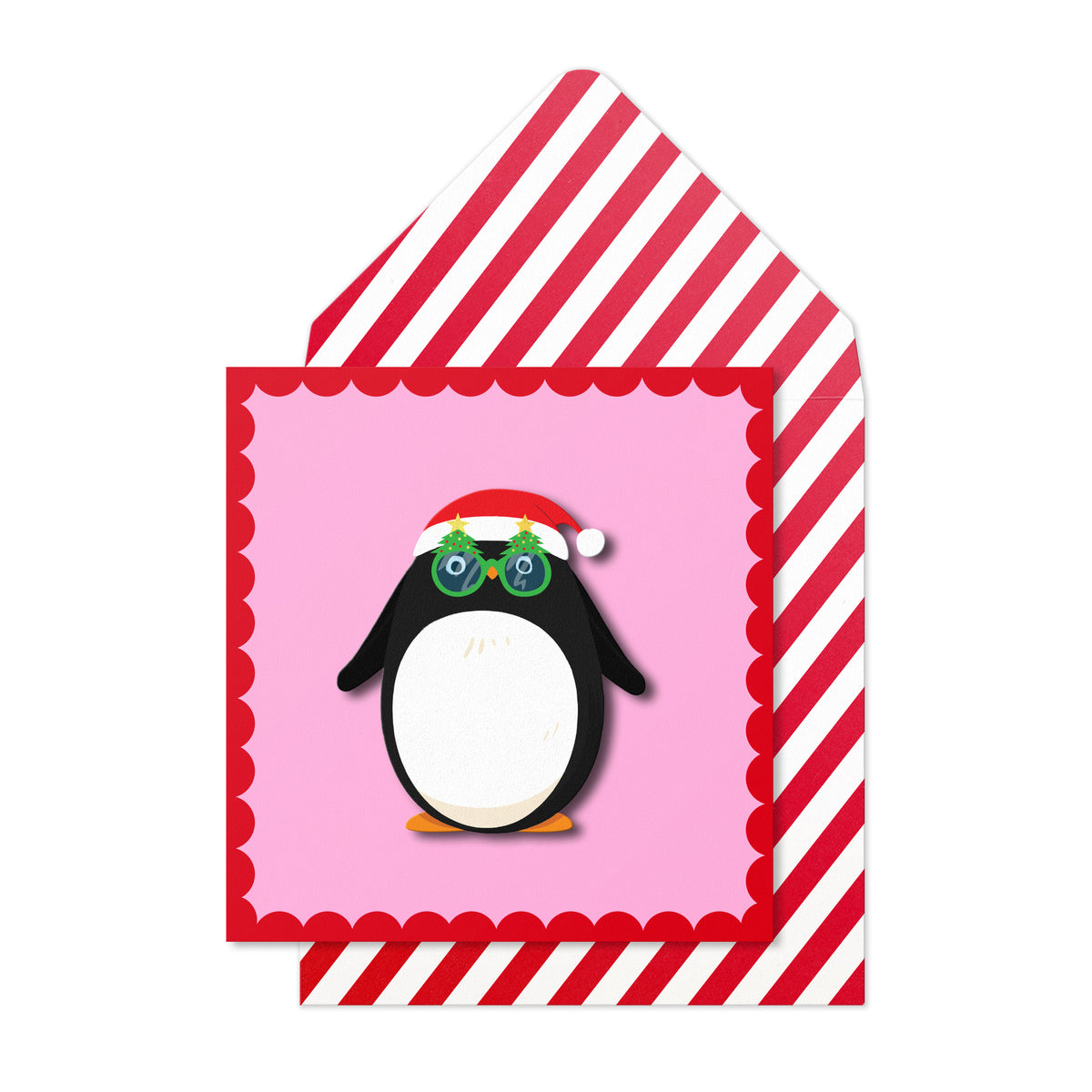 Santa Penguin Handmade Greeting Card