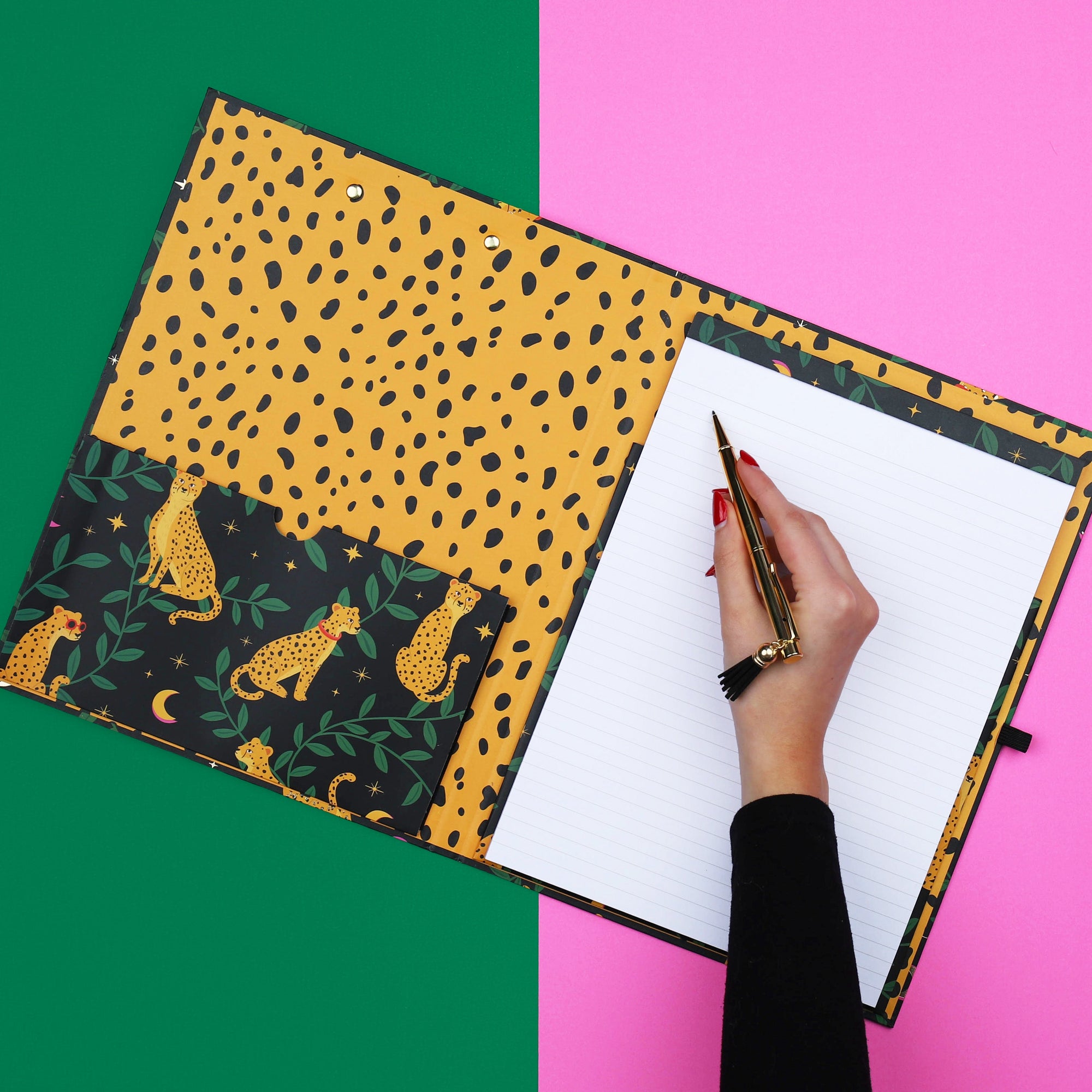 A4 Leopard Clipboard Padfolio
