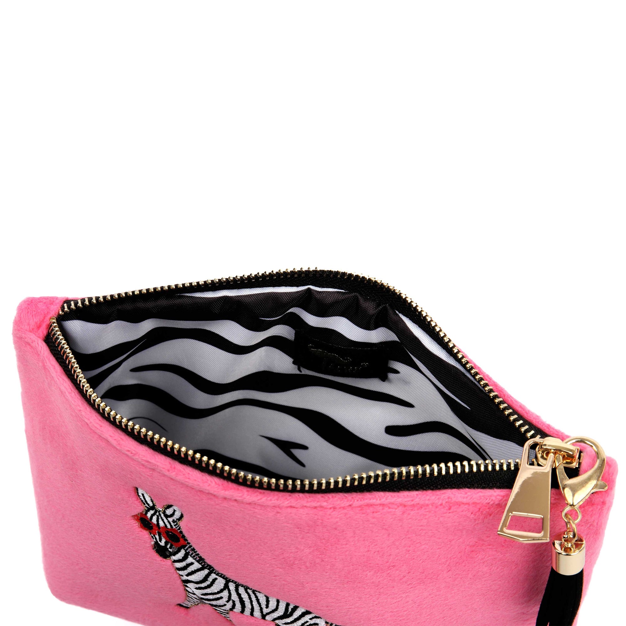 Zebra Velvet Makeup Bag
