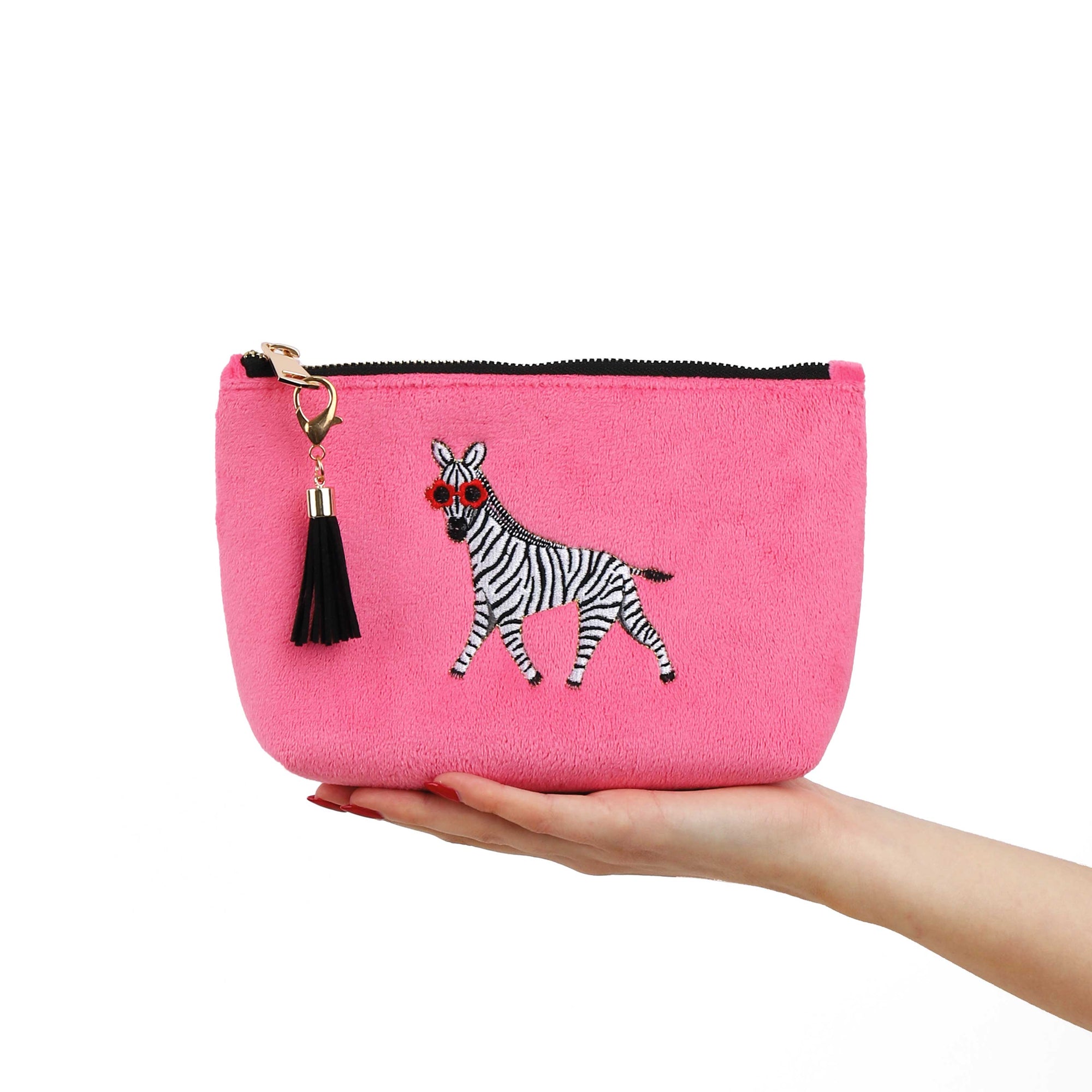 Zebra Velvet Makeup Bag