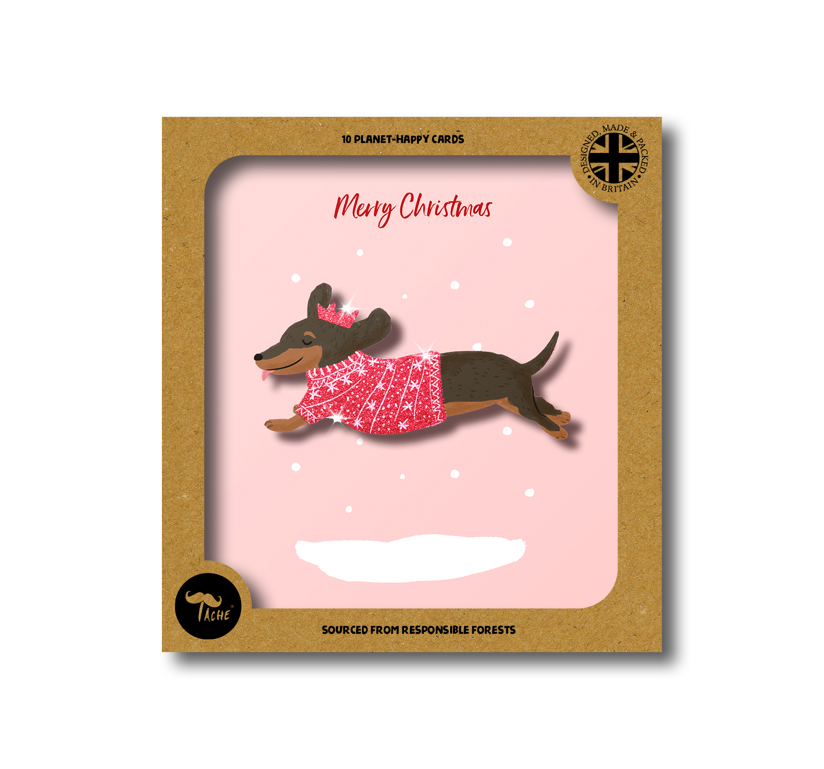 Merry Christmas' Jumping Dachshund 10pk Box