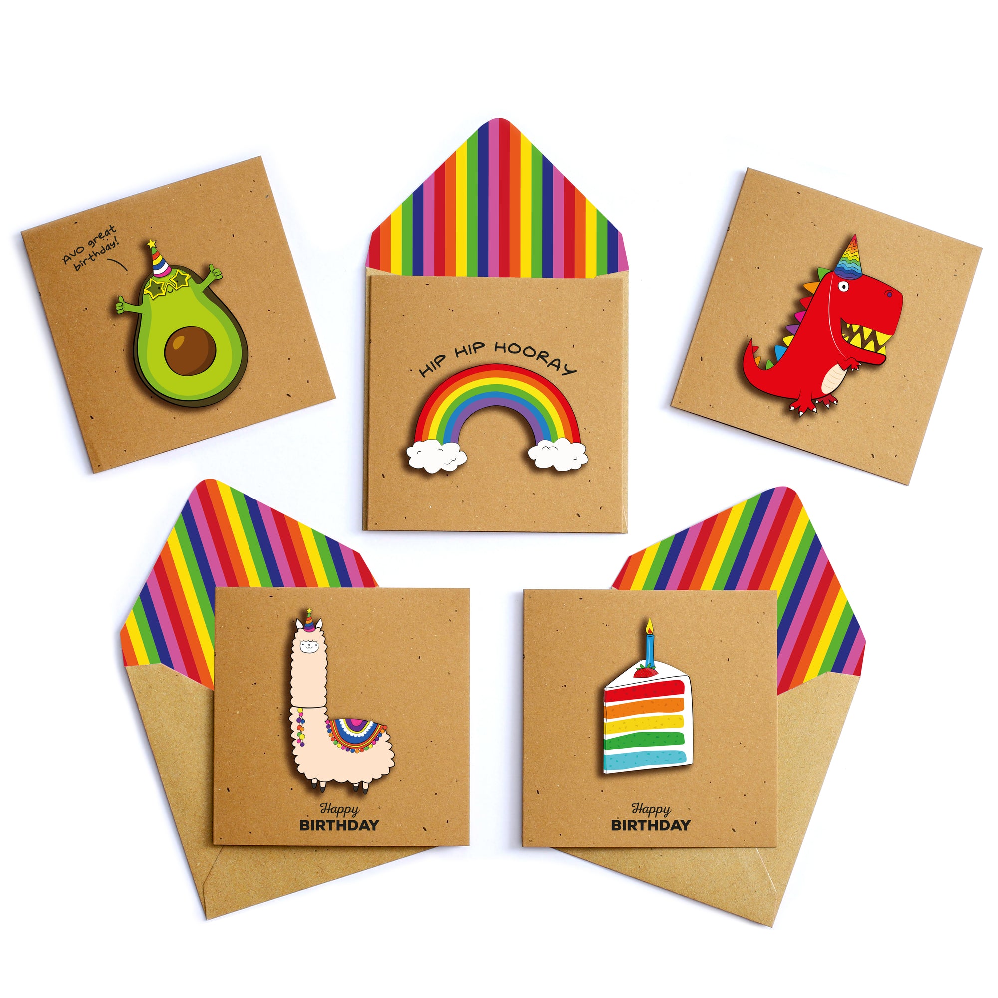 Rainbow Celebrations - Bundle of 5 Handmade Greeting Cards
