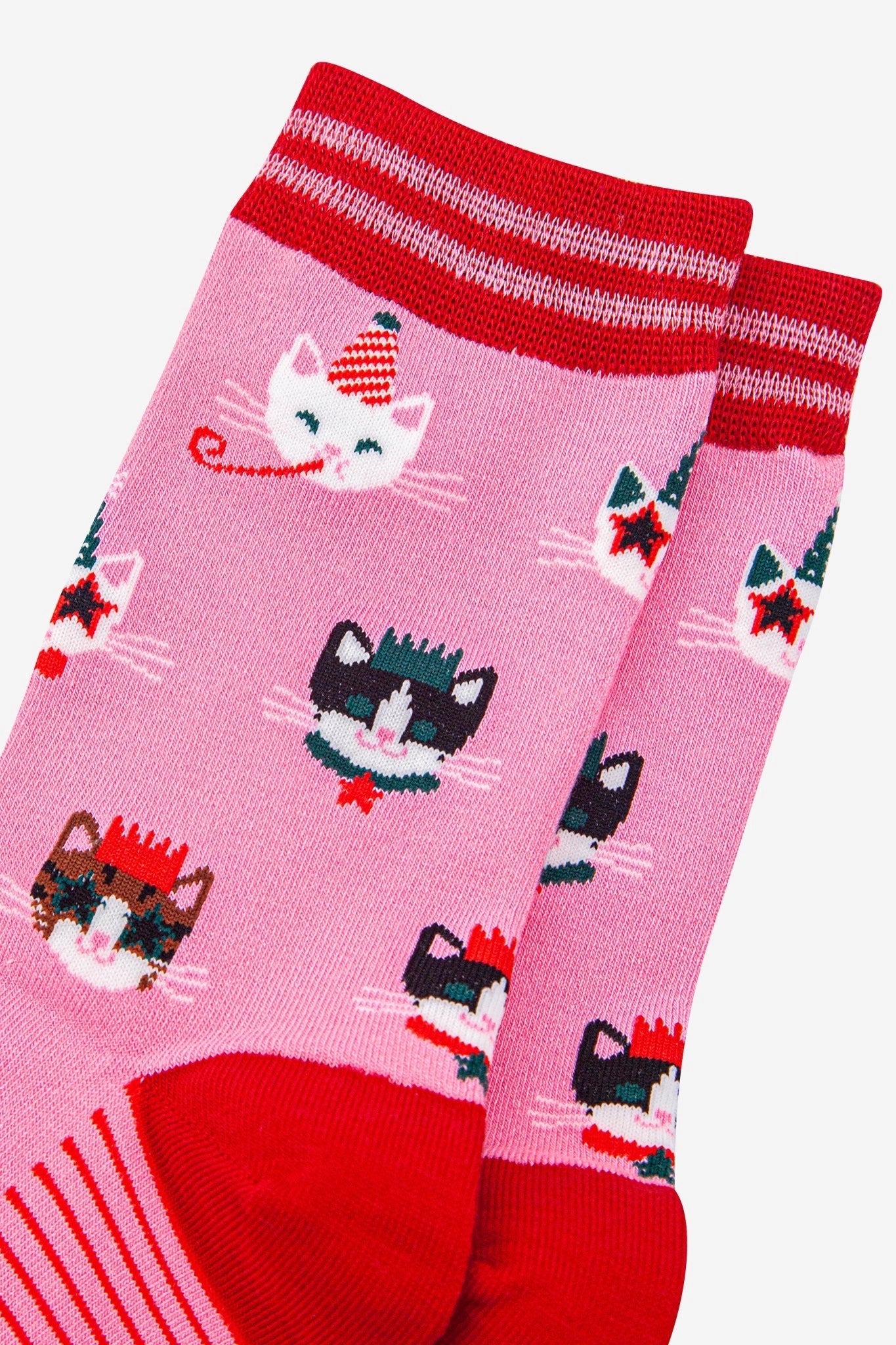 Women's Bamboo Socks - Hot Pink & Red, Party Cats