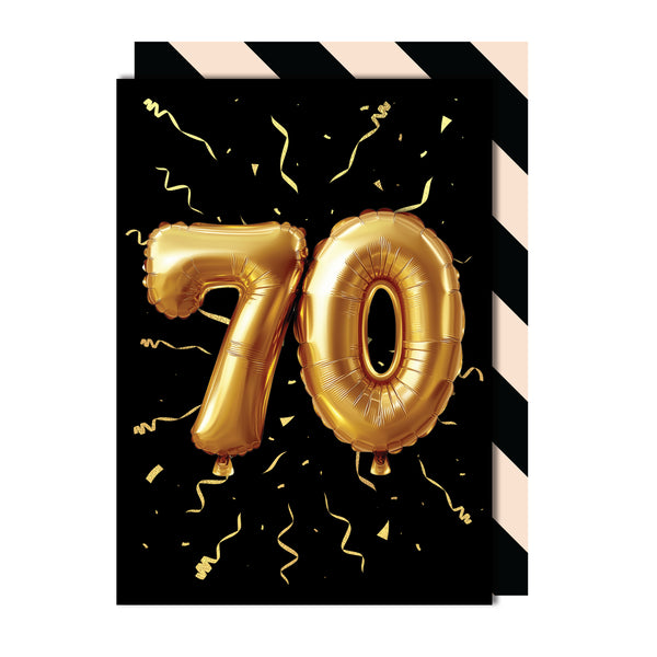 Gold Balloon - 70th Birthday | Handmade Greeting Card
