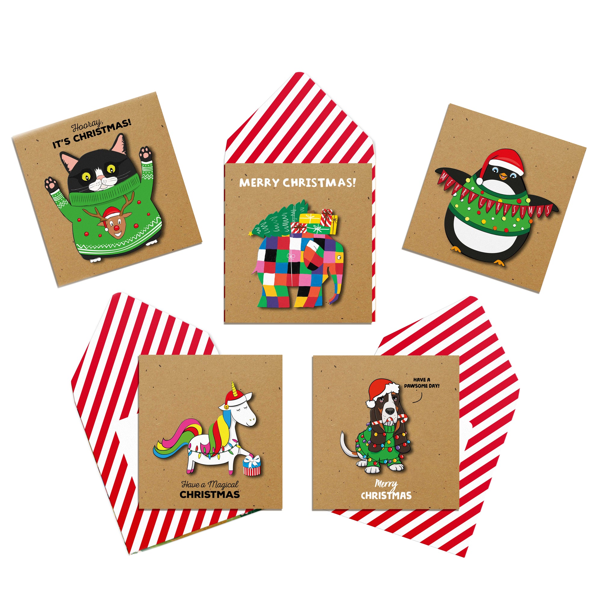Festive Friends, Kids Pack of 5 Christmas Cards