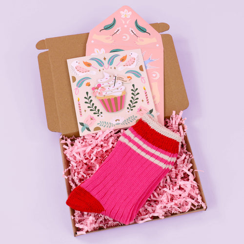 Mini Birthday Cosy Socks Letterbox Gift Box