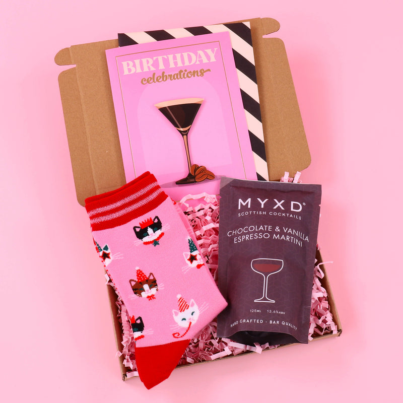 Birthday Letterbox Gift for Her – Socks & Espresso Martini