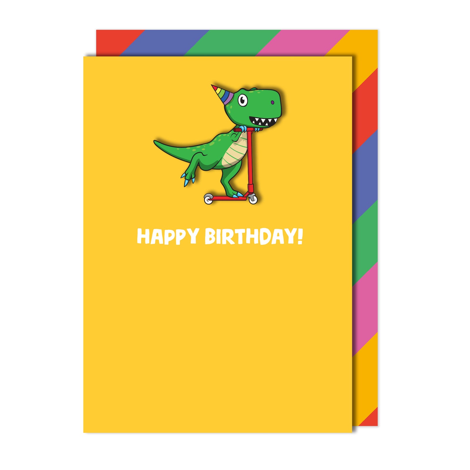 Birthday Dino on Scooter Greeting Card | Premium UK Handmade Card