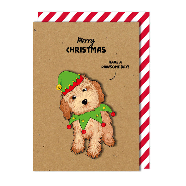 Merry Christmas Cavapoo greeting card