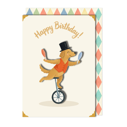 Birthday Juggling Dog Greeting Card | Premium UK Handmade Card