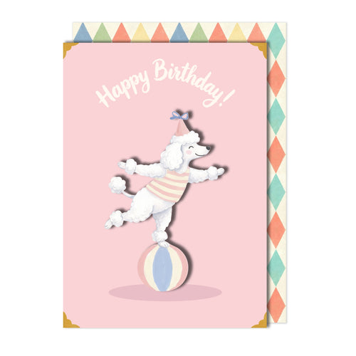 Birthday Circus Poodle Greeting Card | Premium UK Handmade Card