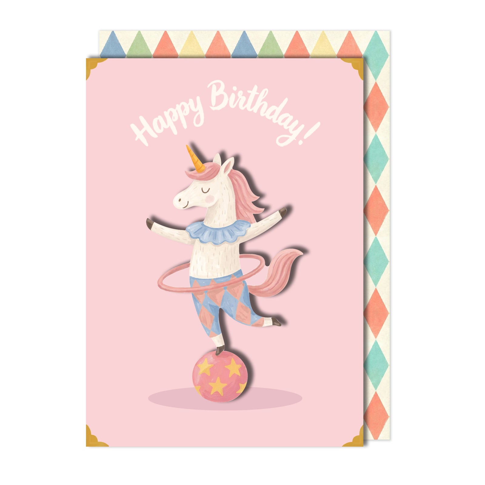Birthday Hula Hooping Unicorn Greeting Card | Premium UK Handmade Card