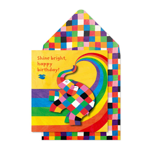 Shine Bright Elmer Happy Birthday Handmade Greeting Card