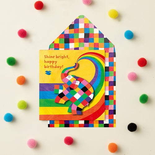 Shine Bright Elmer Happy Birthday Handmade Greeting Card