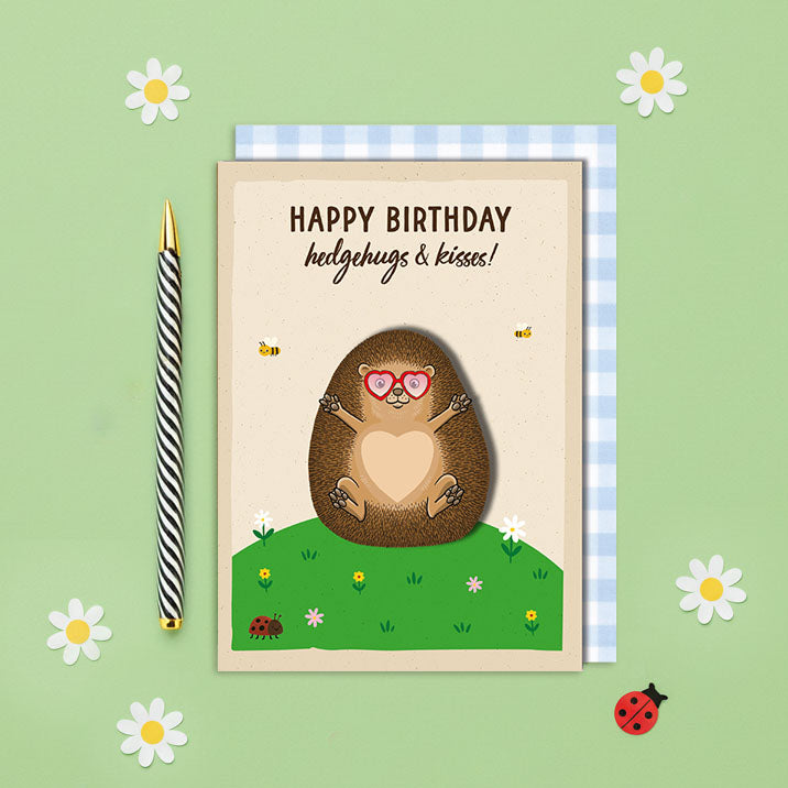 Handmade Cute Hedgehogs Birthday Card