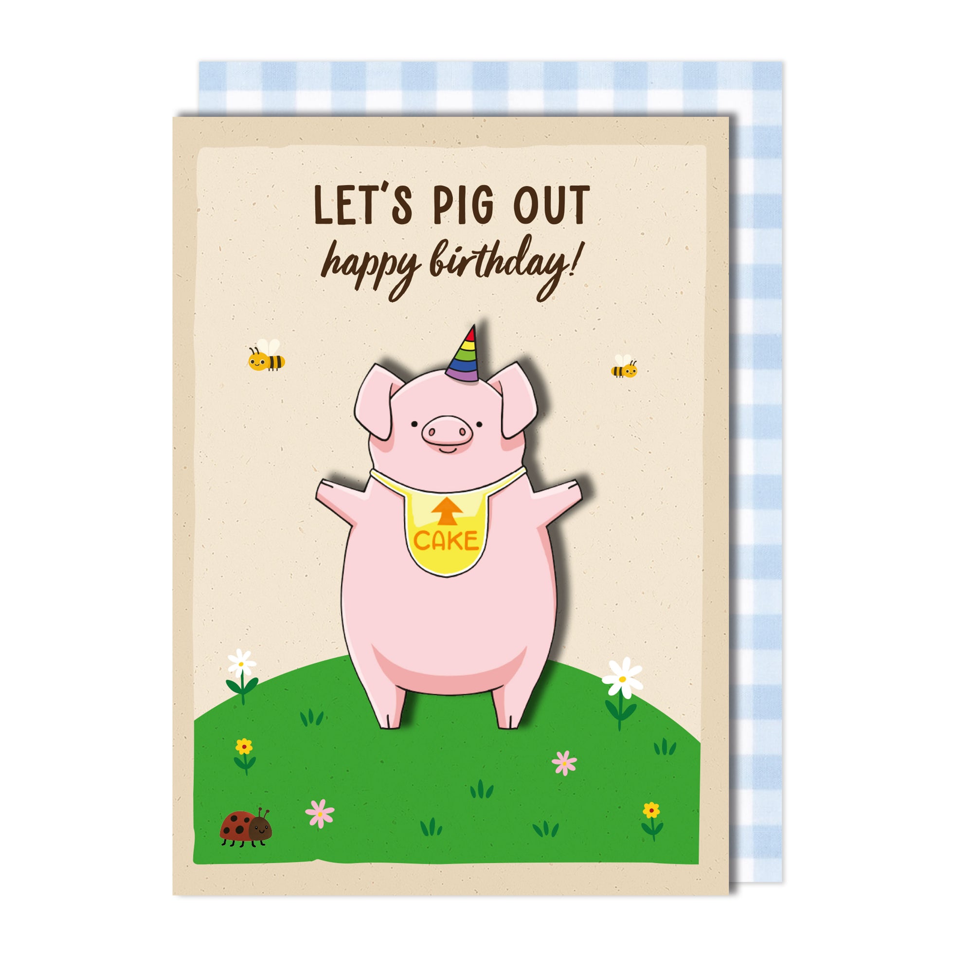 Handmade Let's Pig Out Birthday Card