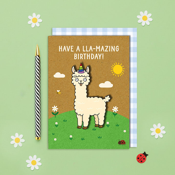 Handmade Funny Llama Birthday Card