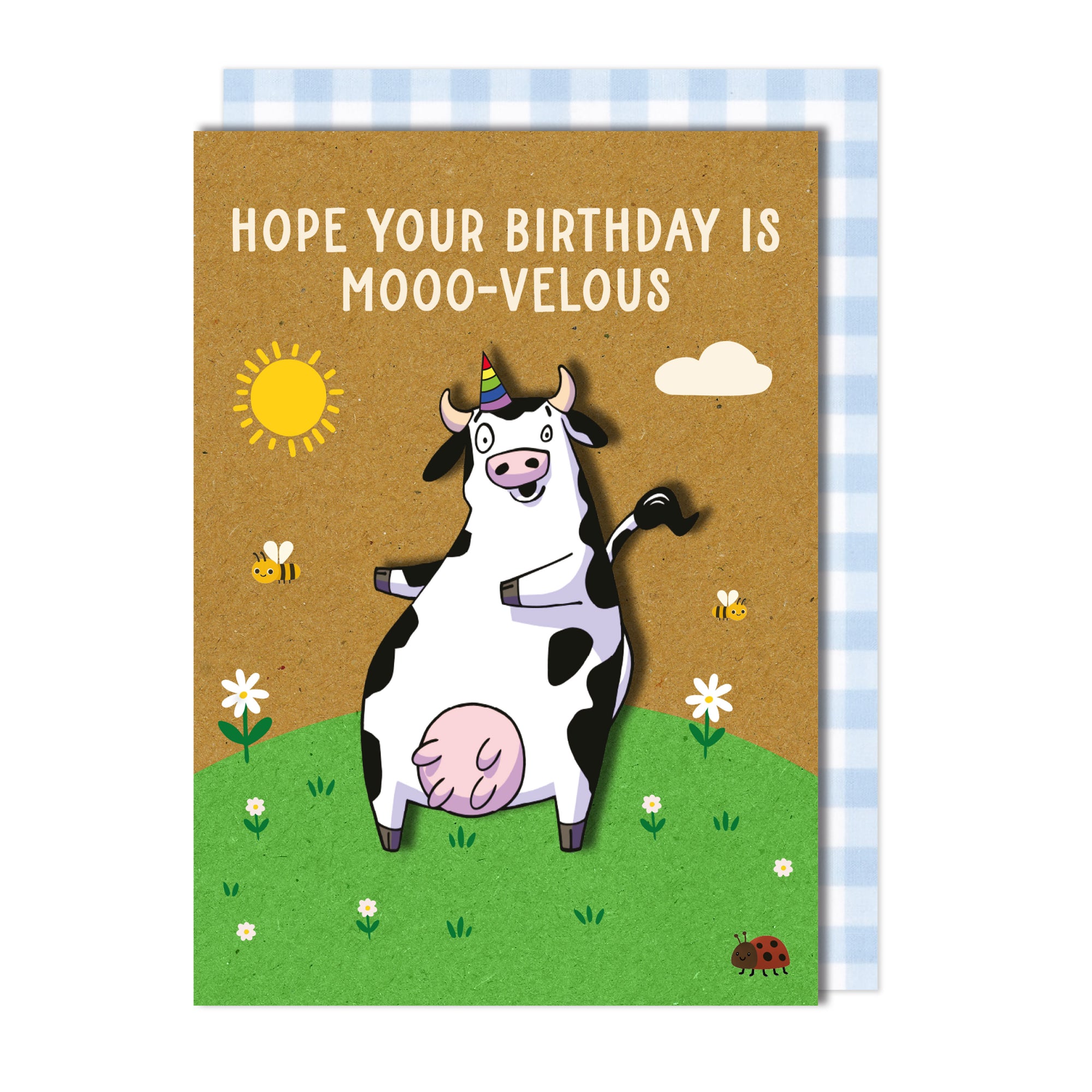 Handmade Playful Cow Birthday Card