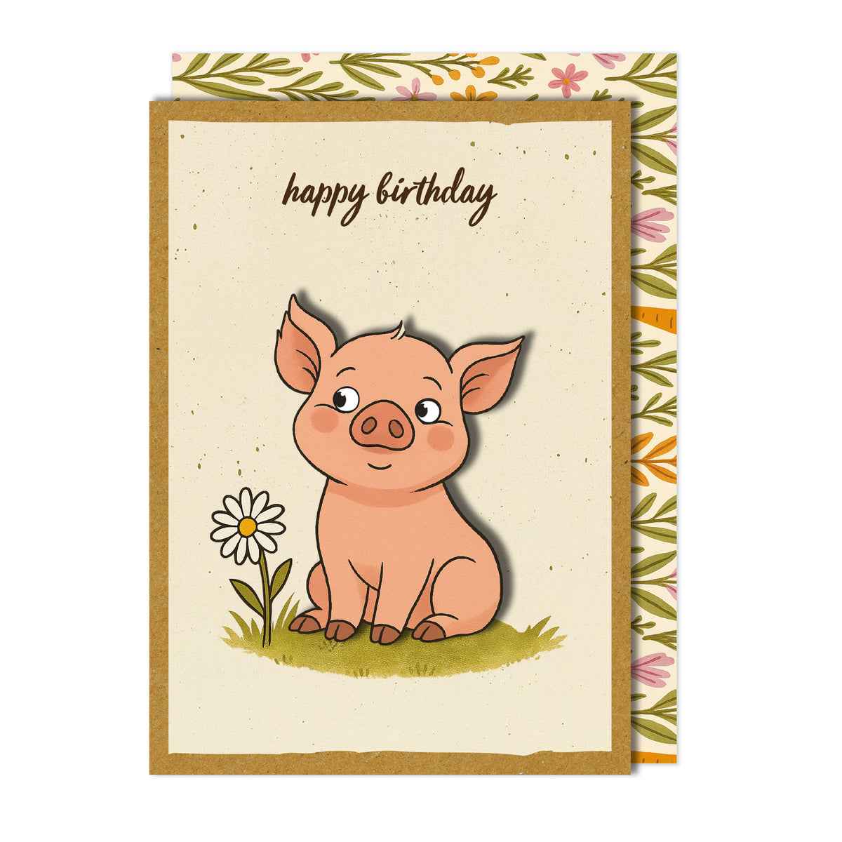 Handmade Delightful Pig Birthday Card | Handmade Greeting Card